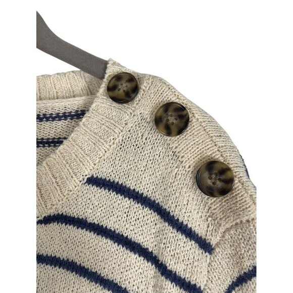Liz Clairborne Striped Knit Sweater XL Cream Coastal Preppy Retro Boho Neutral - Picture 4 of 9